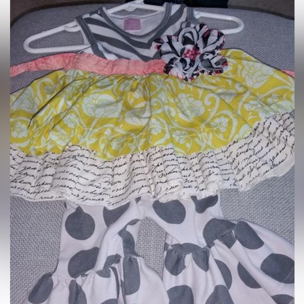 Giggle Moon Girls Big Ruffle Capri Tank Dress Set